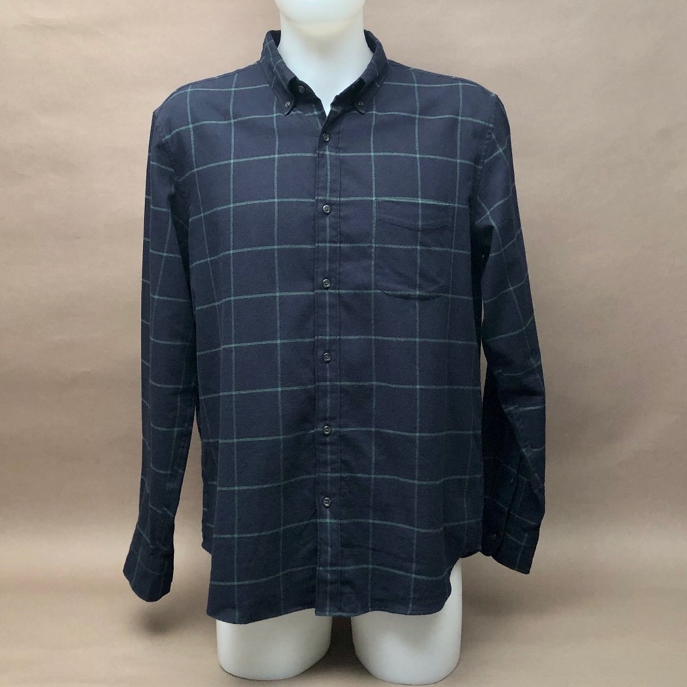 J Crew Flannel Shirt Blue Green Size Large